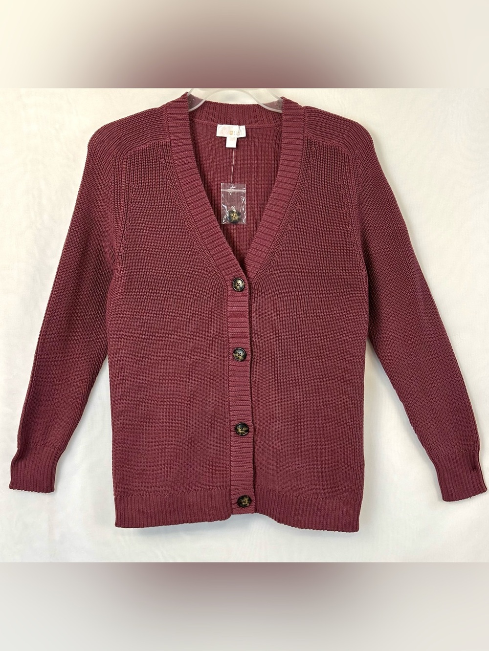 New QVC Belle by Kim Gravel Button Front V Neck Cardigan Sweater / XS
